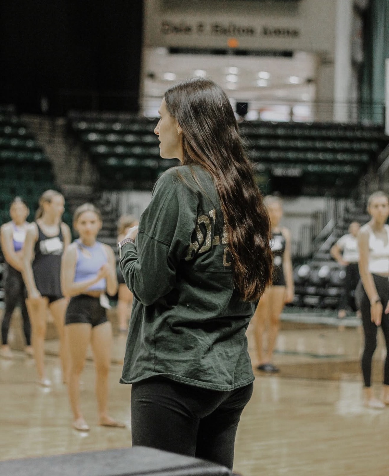 Tess coaching in the studio